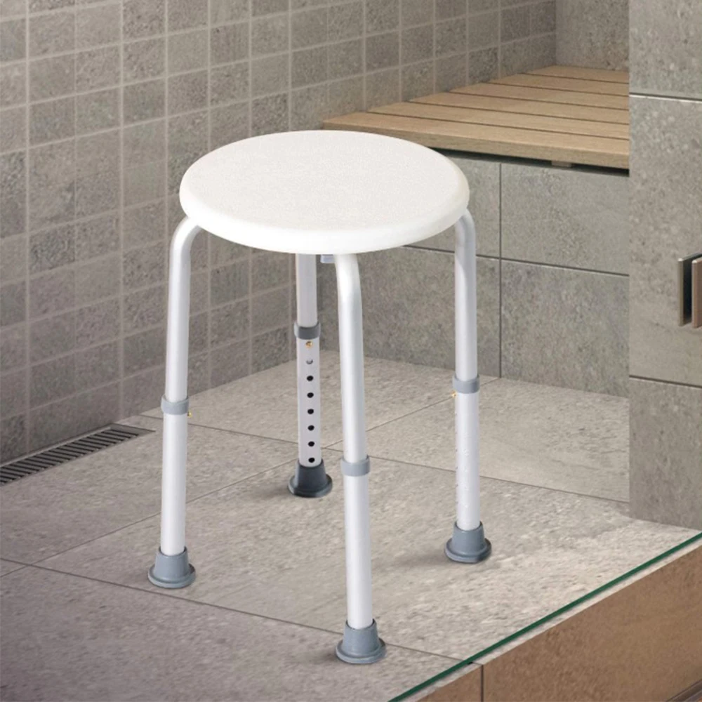 Medical shower stool, adult shower seat, shower Chair for the elderly, bathroom non-slip stool, round Senior shower seat, tool-free assembly, White