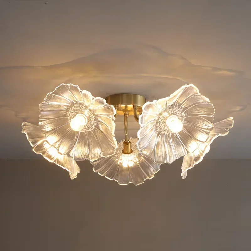 Modern Nordic Glass Ceiling Light Modern Flower Lamp Children's Room Living Room Hallway Colorful Home Decor Indoor Bed Dec