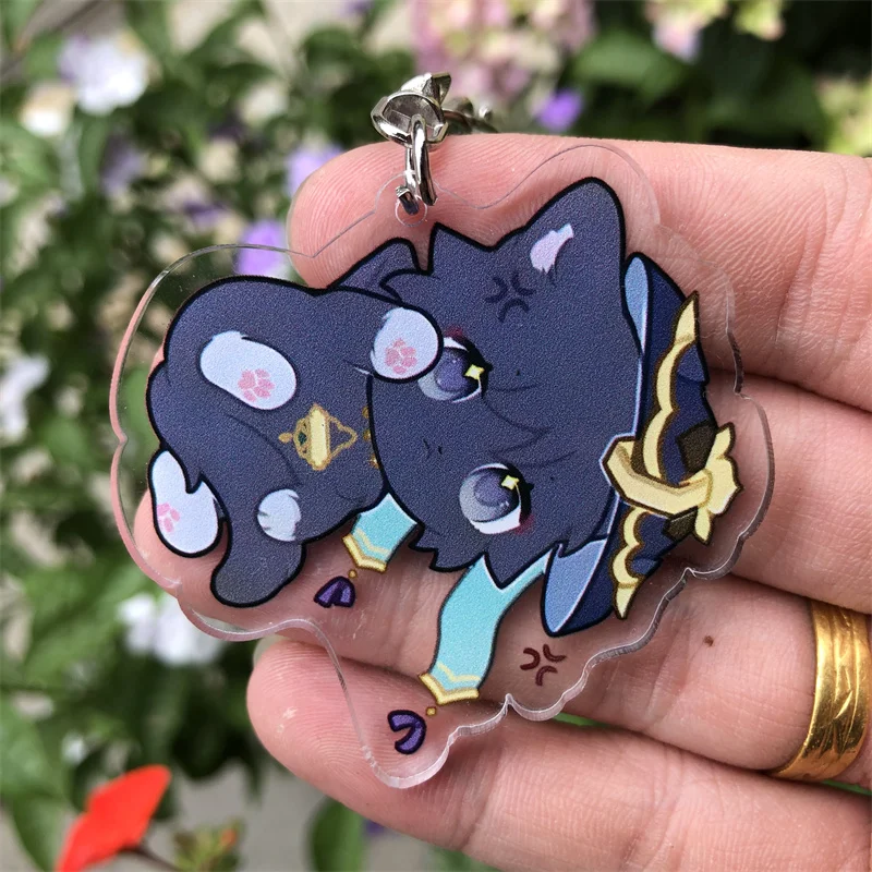 Genshin Impact Wanderer Kunikuzushi Balladeer Scaramouche Keychain Accessories Anime Game Cat Cosplay Pendant Prop Badge Gift