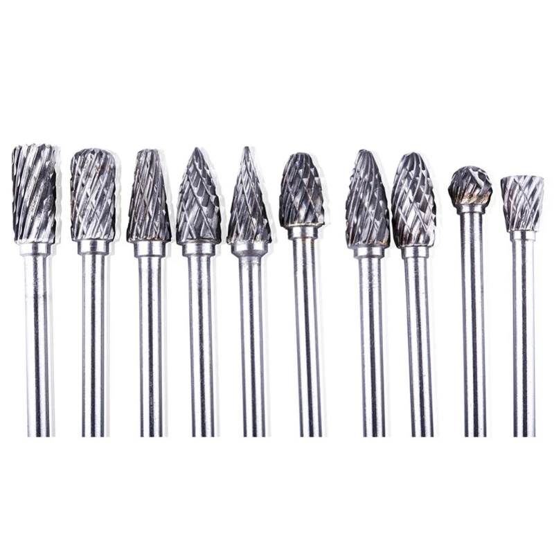 10 Pcs Double Cut Rotary Deburr Set for dremel Rotary Tool Tungsten Carbide Cutter Rotary Burr Set for Metal Polishing, Carving 4