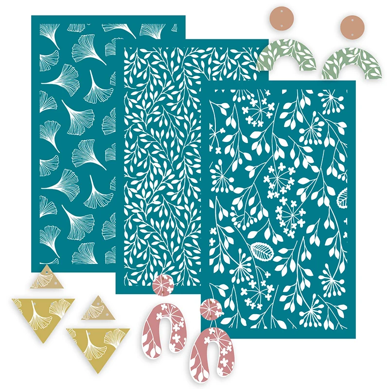 LOT DE 4 Feuilles De Texture En Argile De Silicone, Tampons, Outils