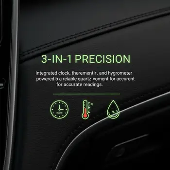 Orologio e Igrometro per Cruscotto Auto, Gadget Automobilistico Multifunzione, Orologio Preciso per Casa, Scrivania e Decorazione Interna del Veicolo