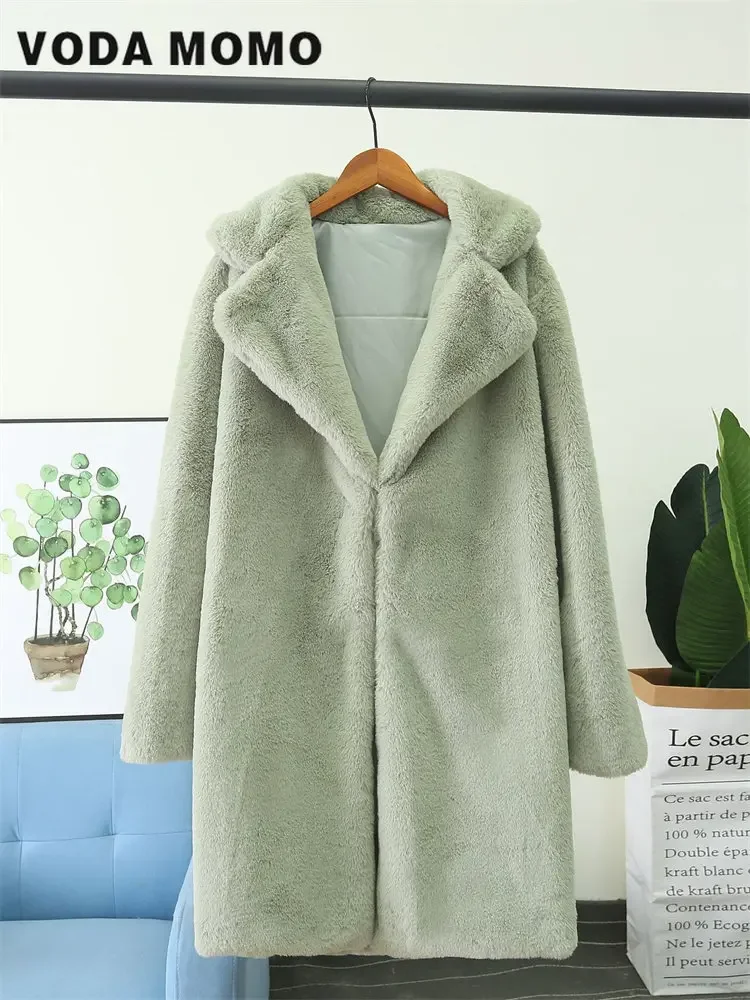 

Ladies Lapel Coat New Luxury Women Loose 2023 Autumn Winter New Versatile Fashion Gray Thick Warmth Rabbit Fur Jacket Feminina
