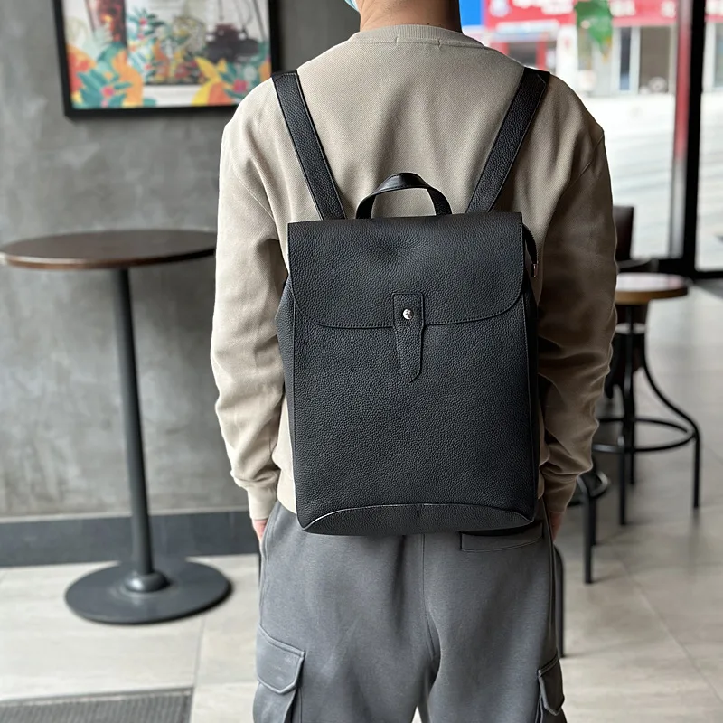 Leather Backpack Women 2023 Fashion Soft Cowhide Bag All Commute Casual Women Backpack 14inch Laptop
