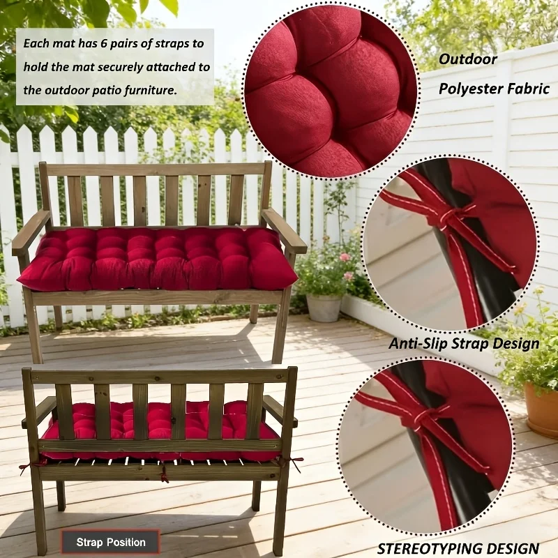 클래식 단색 직사각형 벤치 시트 쿠션-미끄럼 방지 23인용 정원 현관 스윙 쿠션 야외 벤치용 컴포트 패드
