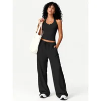 Ensembles de gymnastique pour femmes, gilet à col en V, pantalons amples, costumes d'entraînement, pantalons de Yoga athlétiques, entraînement décontracté, survêtements 2 pièces 6