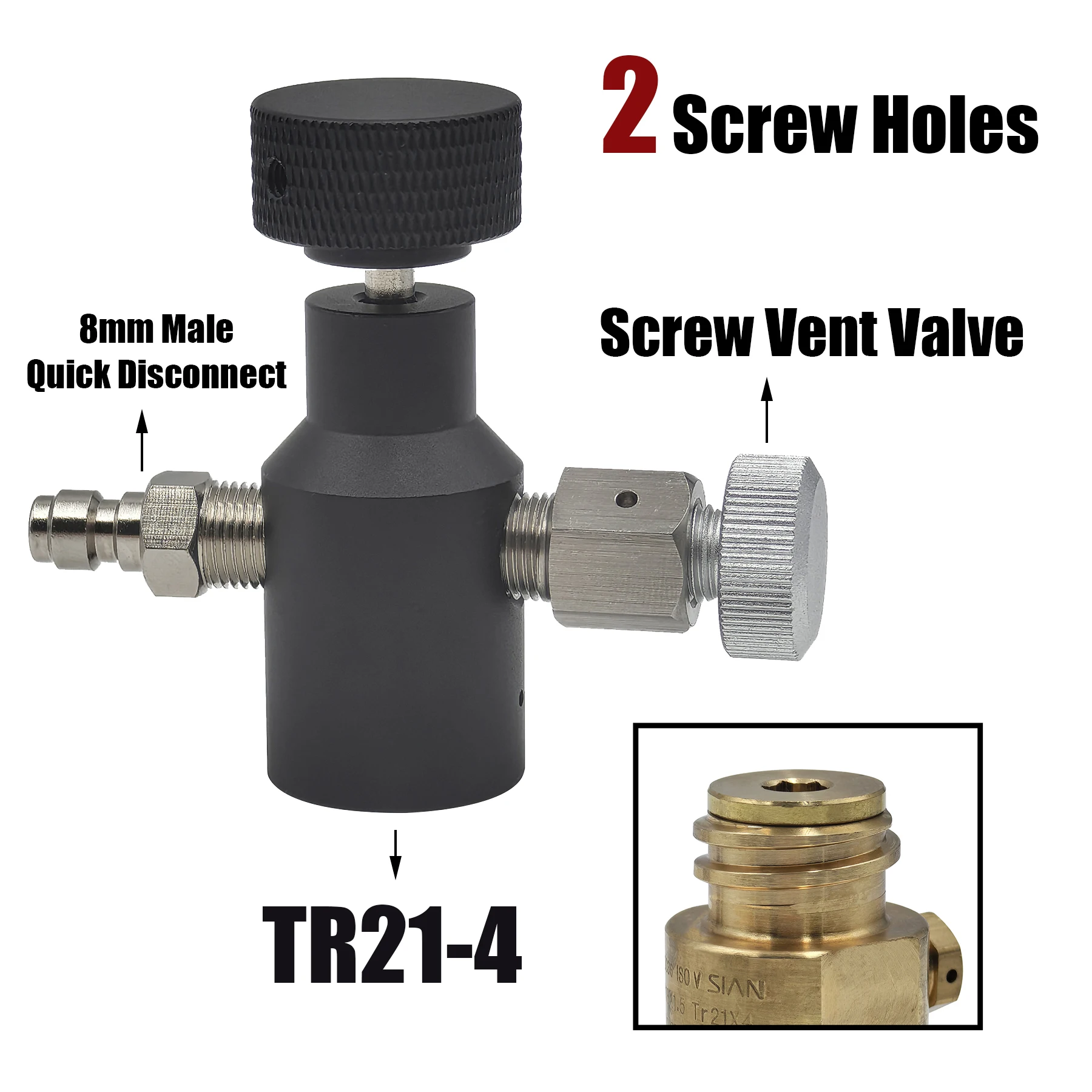 Universal Fill Adapter Aluminum Alloy Soda Water Carbon Dioxide Cylinder Tank Fill Refill Adapter Station for TR21-4 Valve