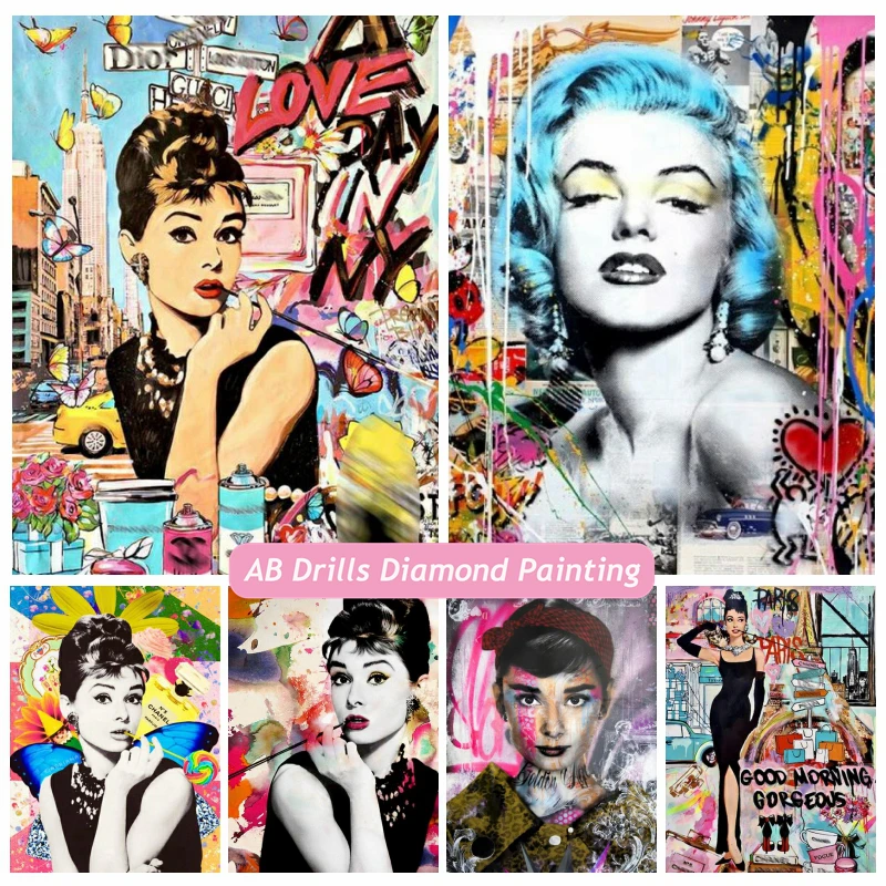 Movie Star Audrey Hepburn Pop Graffiti Art Canvas Painting Posters and  Print Love Street Art Picture Home Living Room Wall Decor