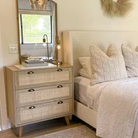 Rattan Dresser - Nightstand with Drawer Boho Small Cabinet 3 Drawer Dresser, Bedside Table 1