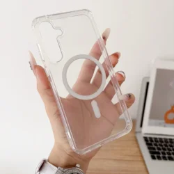Hybrid Shockproof Magnetic Phone Case with Slim Hard PC Back Cover - Galaxy S23 Ultra (Clear)