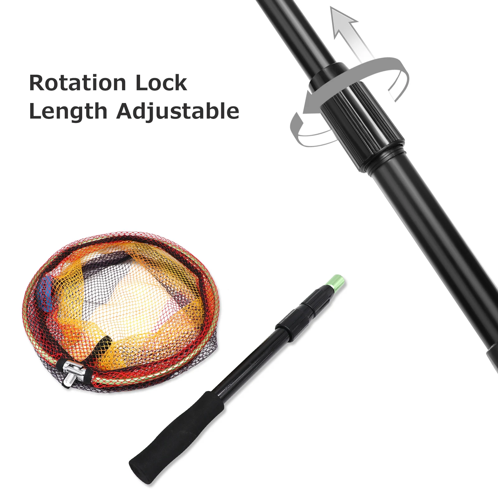 KOMCLUB Floating Fishing Net, Telescoping Pole Handle Foldable Fish Landing  Net with Rubber Coated Mesh Fly Fishing net for Easy Fish Catch and