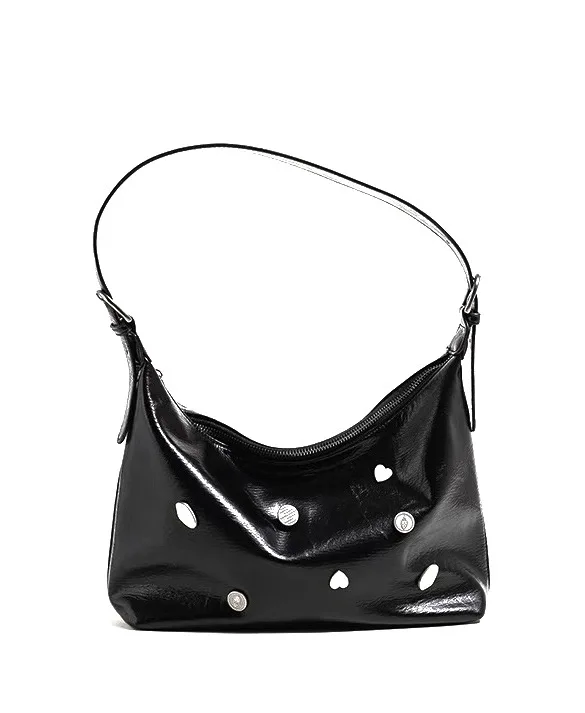 Light Luxury High Quality Pu Soft Leather Metal Emblem Decorative Pillow Bag New Fashion Simple Casual Shoulder Bag For Women