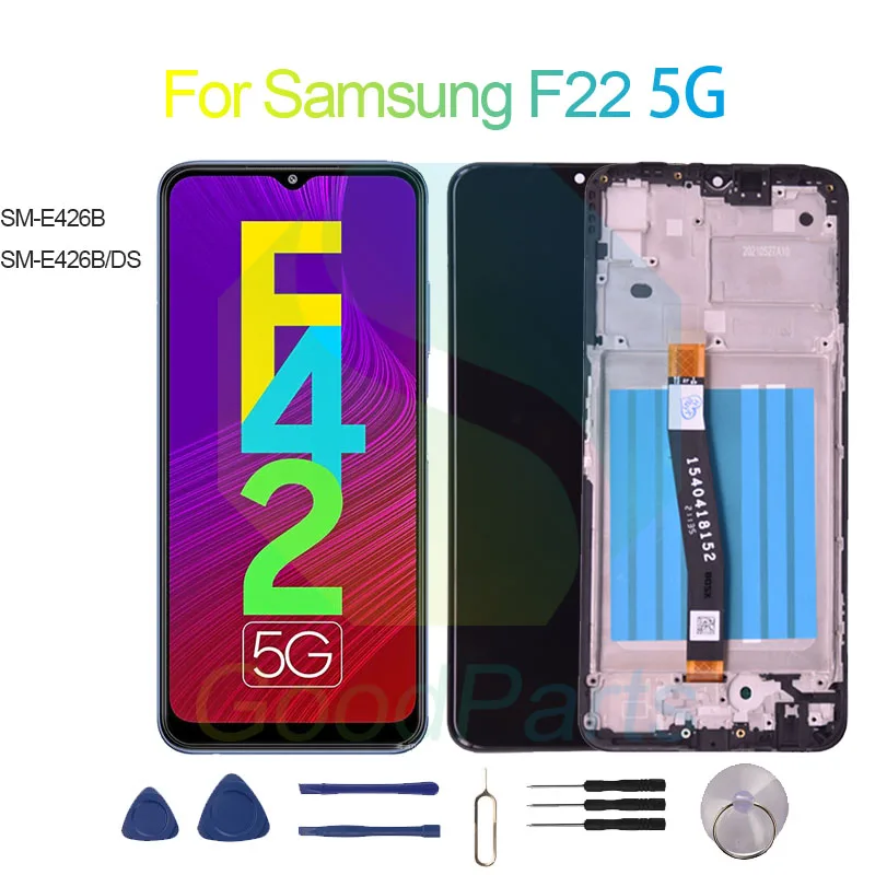 

Для Samsung F22 5G, запасной дисплей для телефона, SM-E426B/DS F22, ЖК-дисплей с сенсорным дигитайзером в сборе