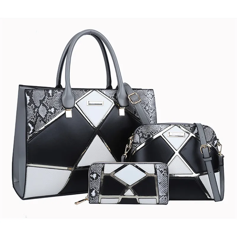 2023 New  One Shoulder Three Piece Set Trendy Splicing Large Capacity Purses  Handbag for Women