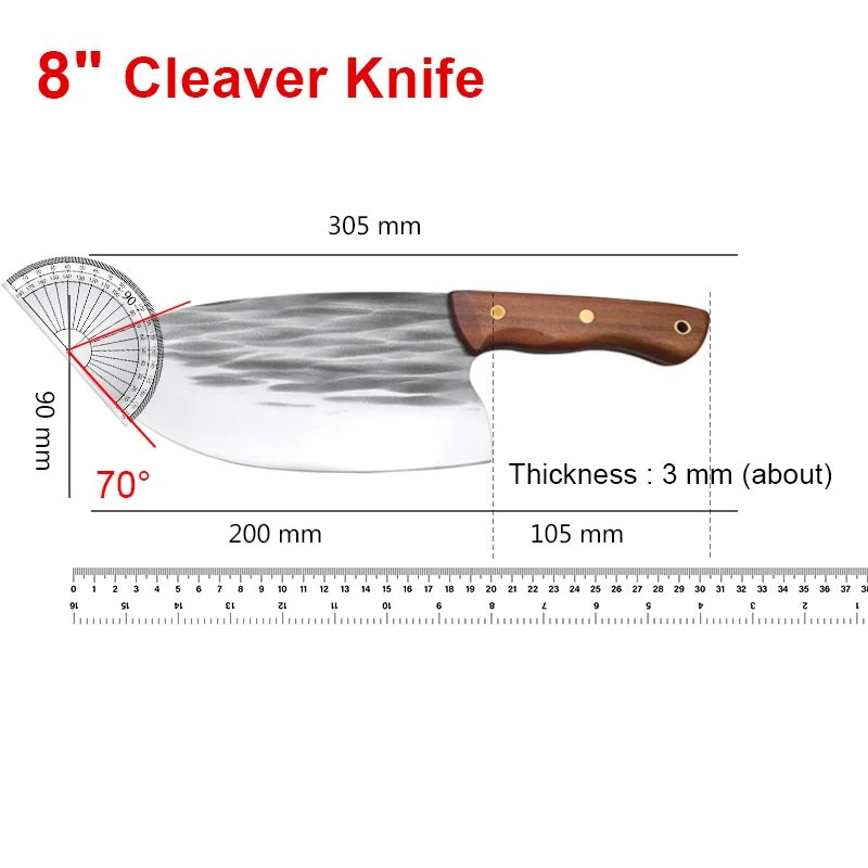 Kitchen Knife Handmade Forged Chef Chopping Knife Stainless Steel Butcher Knife Meat Cleaver with Wooden Handle Cooking Tools - 6