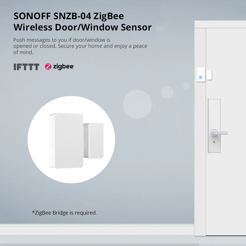 

ZigBee Wireless Door/Window Sensor Detector SNZB-04 On/ Off Alert Notification via eWeLink APP Smart Scene Linkage