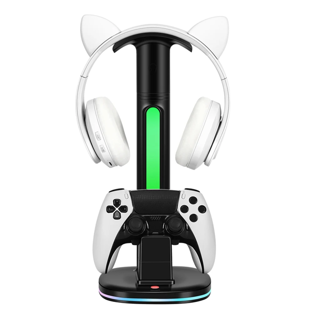 Station de charge PS5 avec support Casque, porte téléphone et lumière RGB