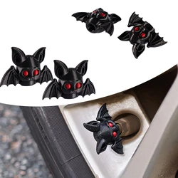 Set of 4 Novelty Bat - Themed Tire Valve Caps, Decorative Wheel Accessories (Black)
