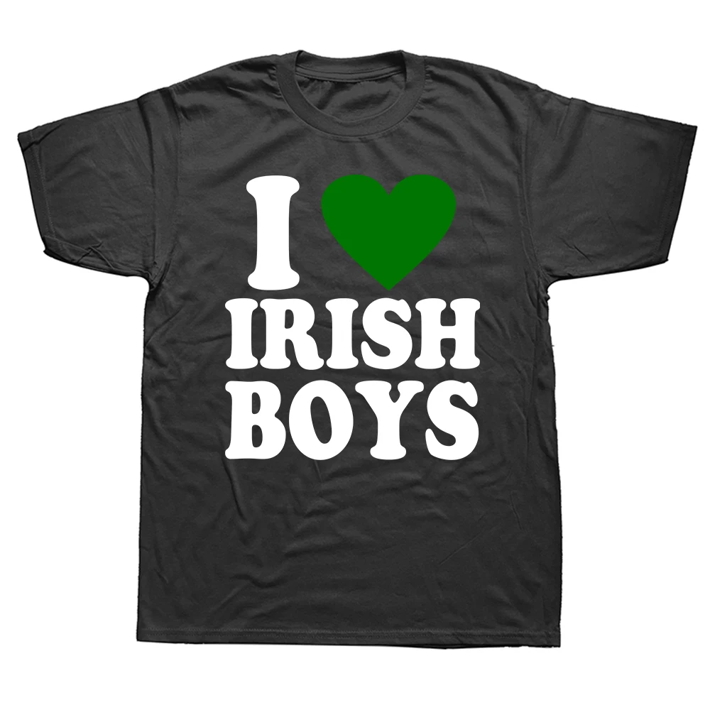I Love Irish Boys T-Shirt für Herren, lustiges Herat-T-Shirt aus Baumwolle, kurzärmelig, übergroß, für Damen, Unisex-Kleidung, 90er-Jahre-Streetwear