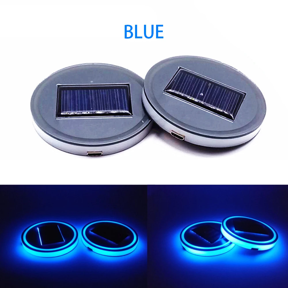 2/1Pcs 7 Colors Car LED Luminous Water Cup Pad Auto Cup Bottle Holder Coaster Anti-slip Pad Mats Interior Atmosphere Light Decor