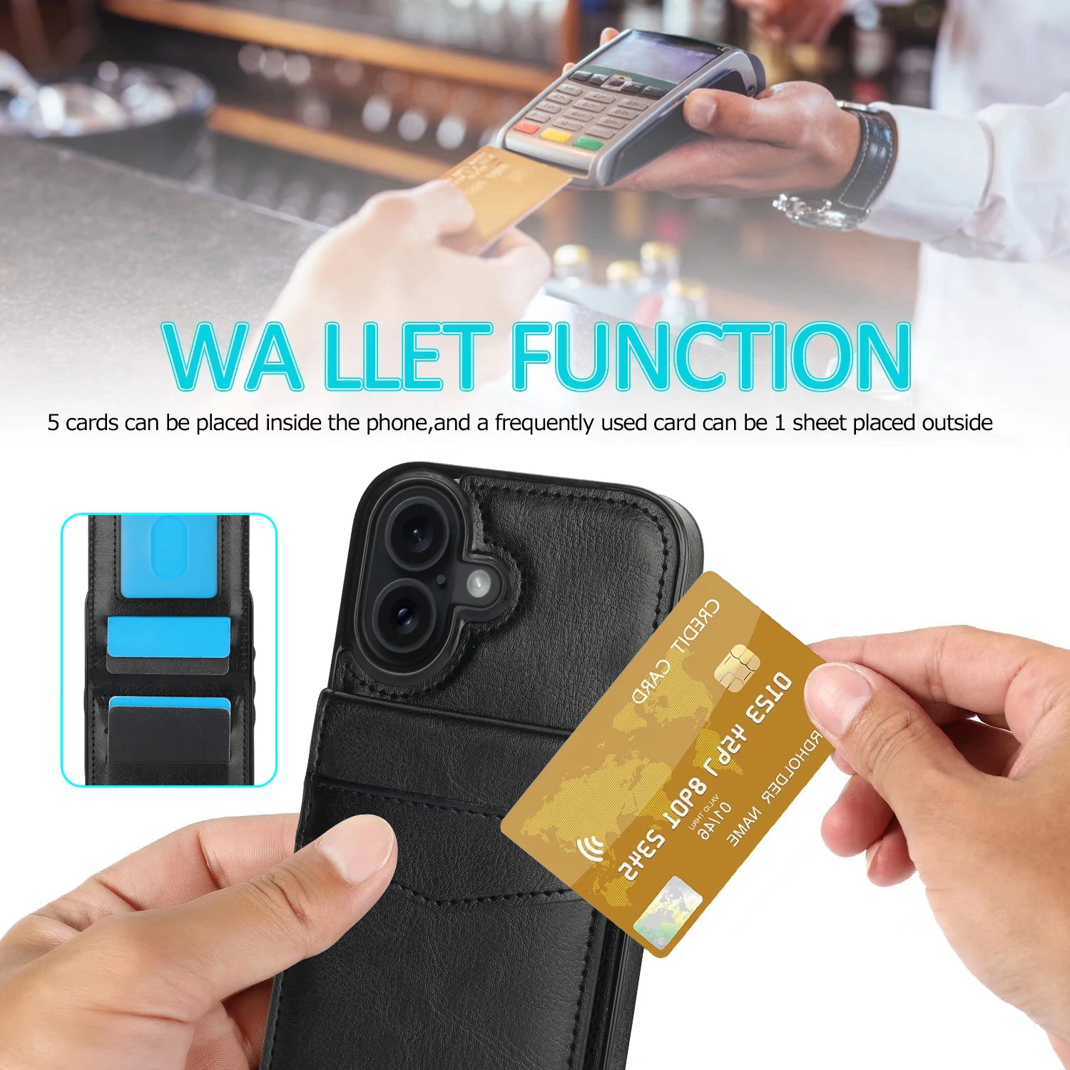Elegant Leather Phone Case with Card Holder and Stand Feature - Protective Cover
