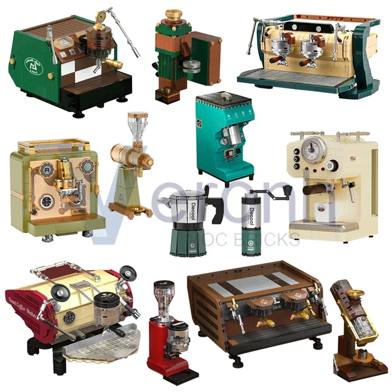 

Coffee Machine Mocha Pot Grinder Model Building Block Creative Moc Construction Bricks Barista Collection Toy Children Xmas Gift