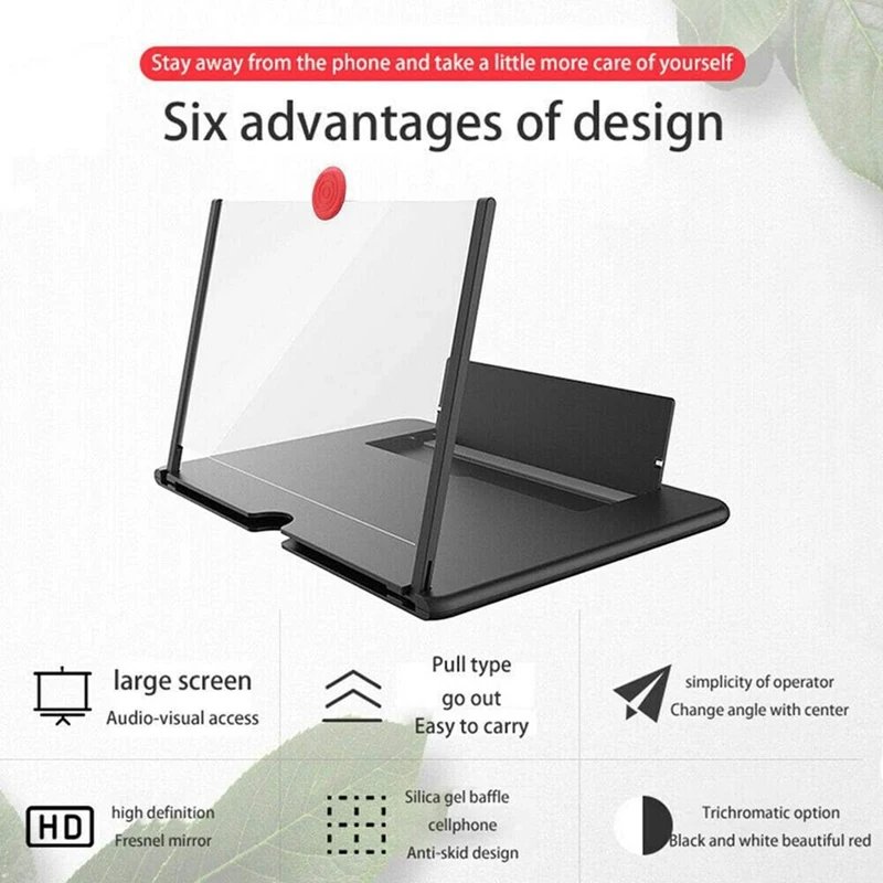 Phone Screen Amplifier 18 Inch 3D HD Mobile Phone Screen Magnifier Movie Video Stand Amplifier Desktop Phone Holder 3D HD Movie Video Stand