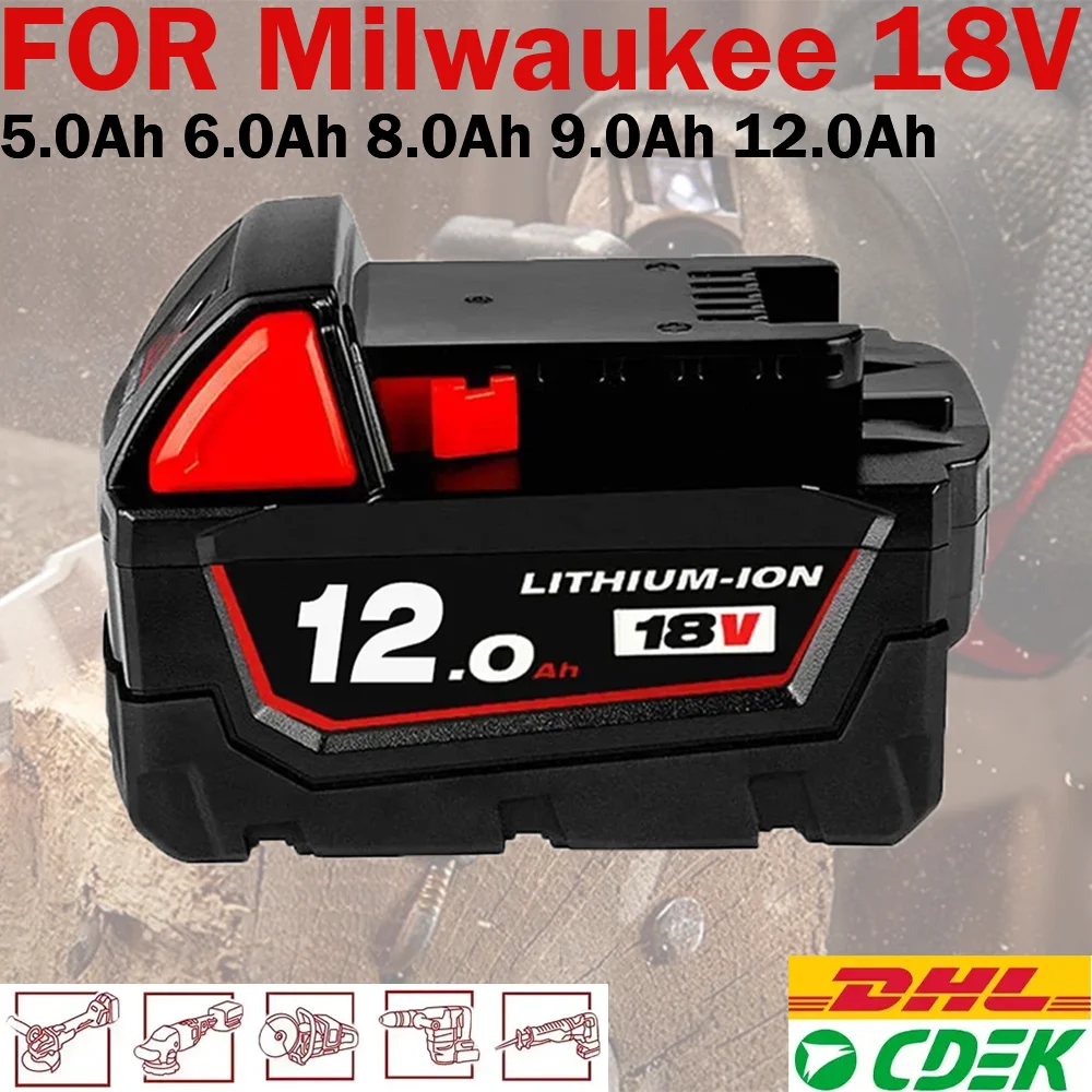 

18V For Milwaukee M18 Battery M18B6 XC 9.0 Ah Li-Ion 48-11-1860 48-11-1852 Or Charger 48-11-1850 48-11-1840 Cordless Power Tools