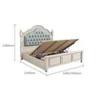 Lit double blanc esthétique pour adolescentes, cadre de lit de luxe, plateforme lounge, accessoires de maison pour chambre à coucher 6