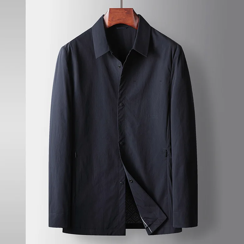 Casual Men's Jacket 2023 Autumn New Blue Black Khaki Shirts Collar Single Breasted Man Clothing Fashion Business Male Chic Coats