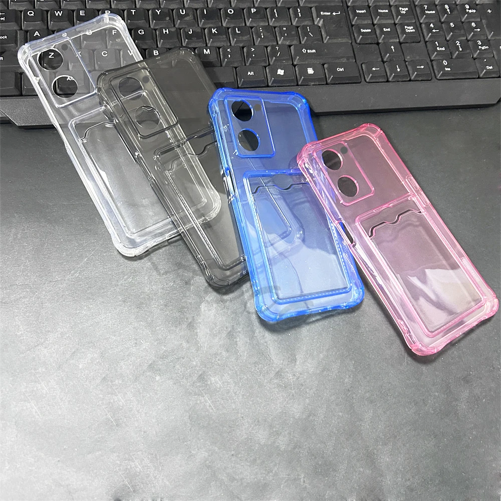 Clear Card Slot Holder - Shockproof Soft TPU Wallet Phone Case