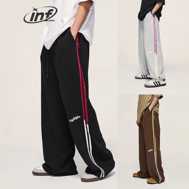 

INFLATION Contrast Color Wide Leg Sweatpant Men Drawstring Waist Trousers Unisex Track Pant Plus Size 12141S23