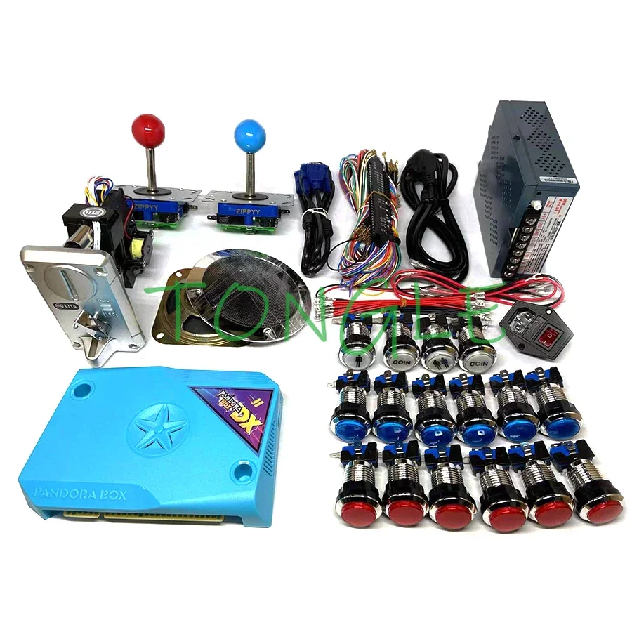 

2 Player Kit Chrome LED Push Button Zippy Joystick Coin Acceptor Arcade Jamma Pandora Box DX Support Add Game HDMI VGA CGA CRT