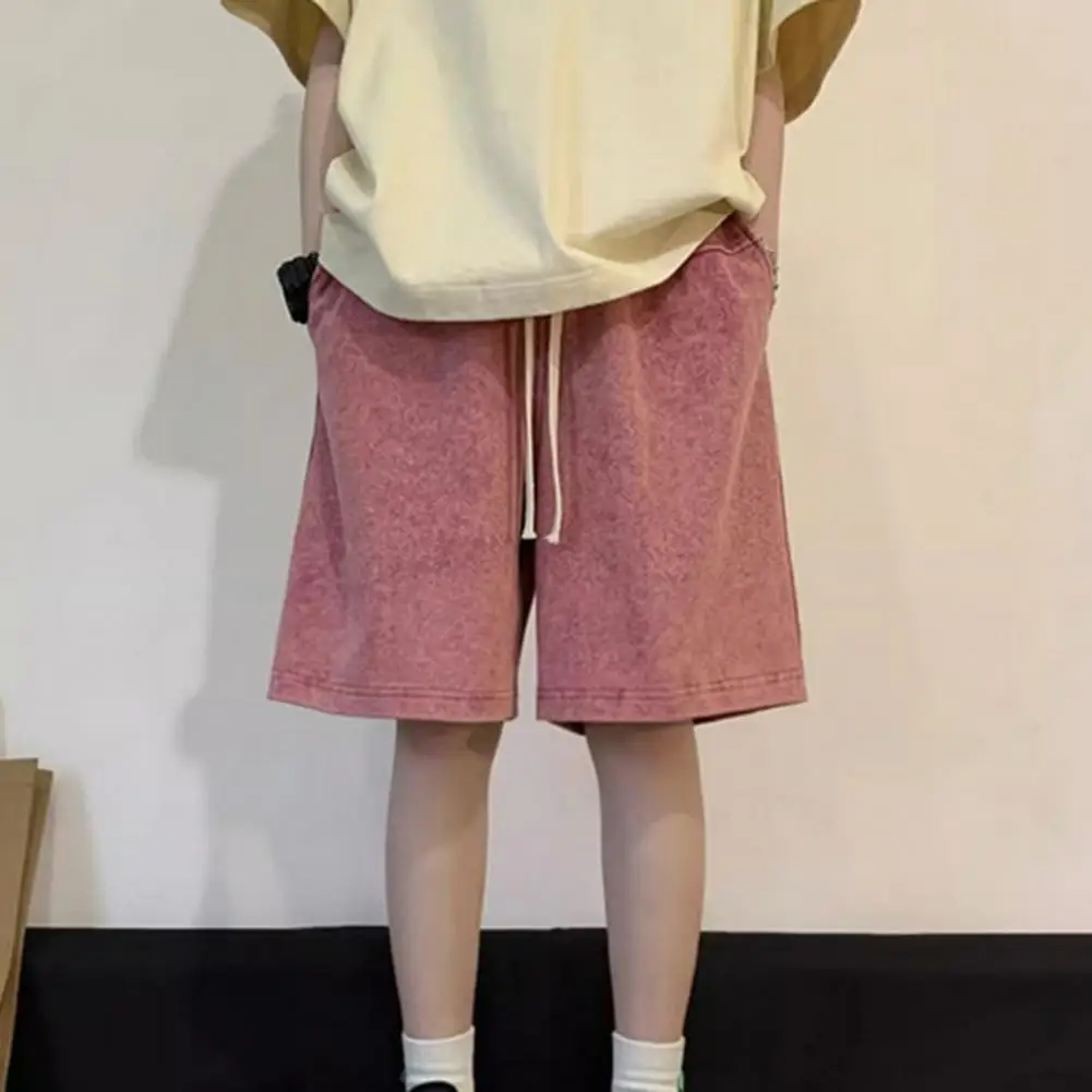 Summer Men's Shorts High Street Washed Short Pants Drawstring Baggy Sweatshorts Korean Fashion Casual Shorts