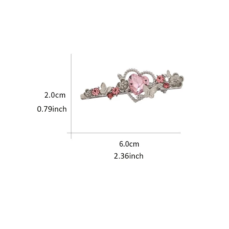 Korean Version Purple Crystal Love Hair Clip One-word Duckbill Clip Alloy Side Clip Sweet Hairpin Women's Hair Accessories
