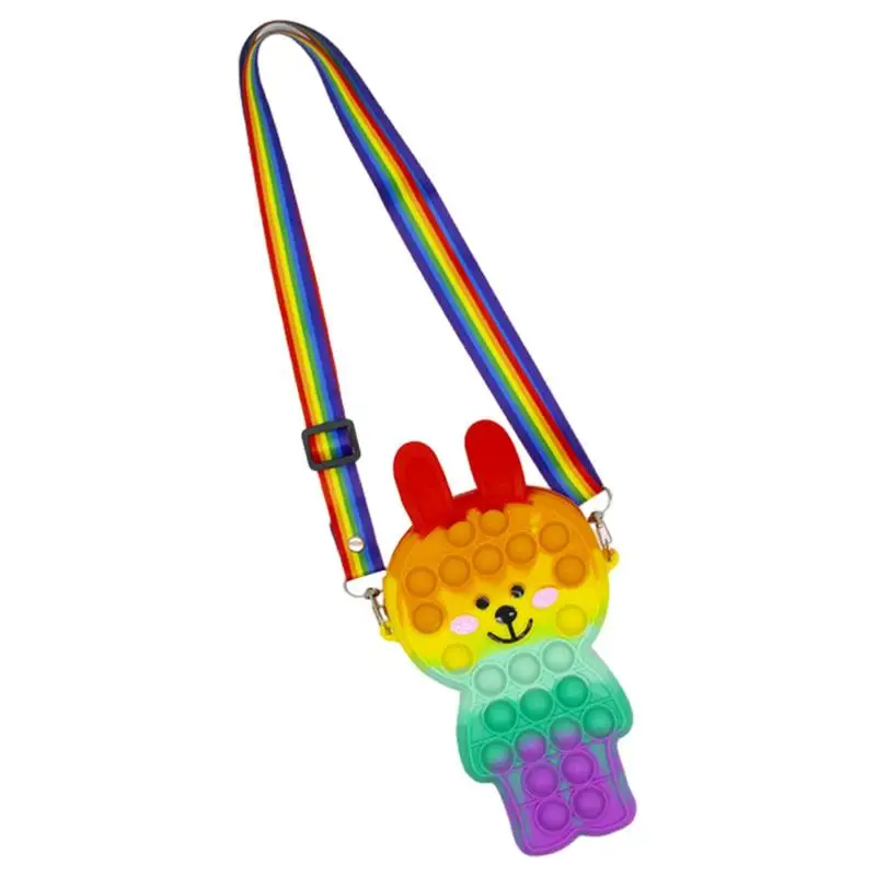 

Rabbit Shaped Antistress Pop Toys For Kids Girls Shoulder Bag Its Cute Cartoon Handbag For School Children Purse Sensory Toys