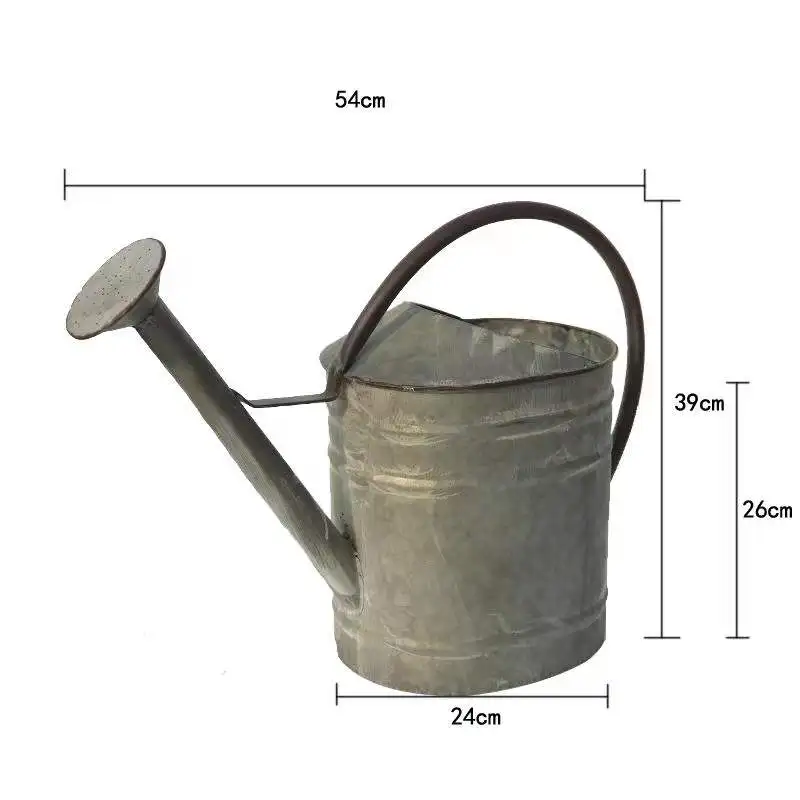 

Vintage Antique Garden Metal Galvanized Watering Can Design Decorative Vase and Planter