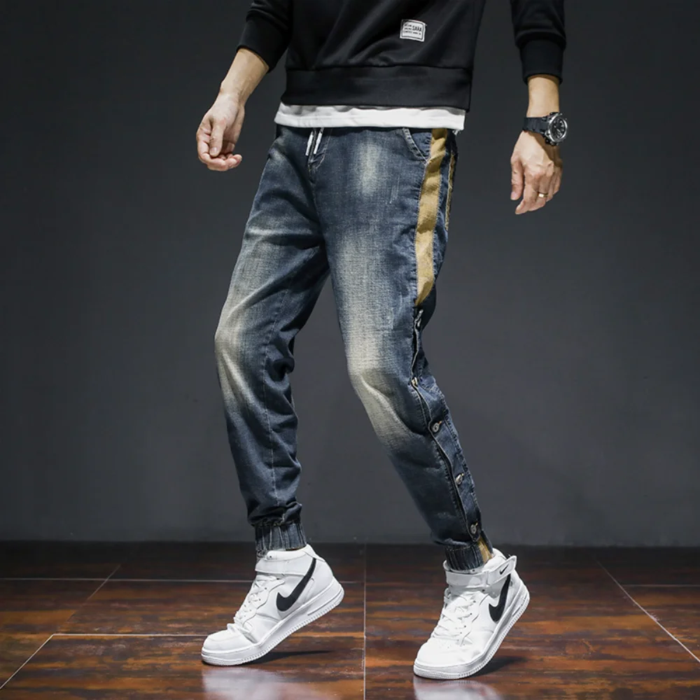 Mens Jeans 2024 Spring Denim Pants Joggers Stretch Baggy trousers Patchwork Elastic Wiast Men Jeans Homme y2k streetwear