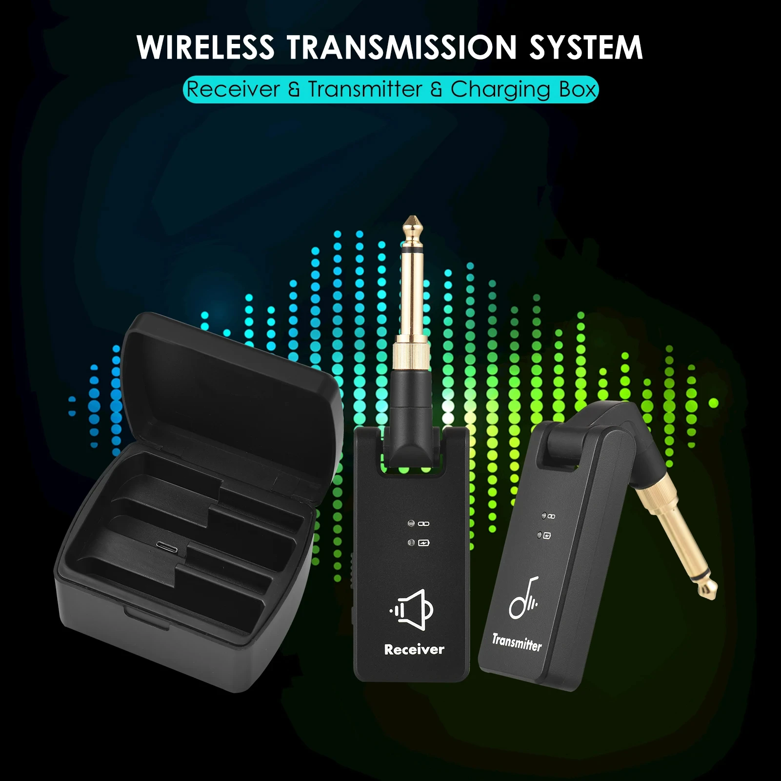 M-VAVE WP-8 Wireless Transmission System Electric Guitar Receiver & Transmitter Built-in Battery with Charging Box 3.5mm & 6.35m
