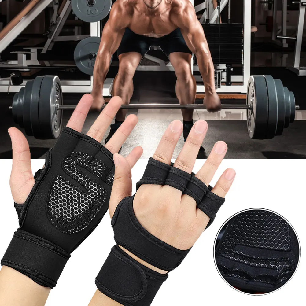 1 Pair slip Sports Gym Fitness Gloves Shockproof Weight Lifting Training Glove Half Finger MTB Cycling Gloves for Men Women