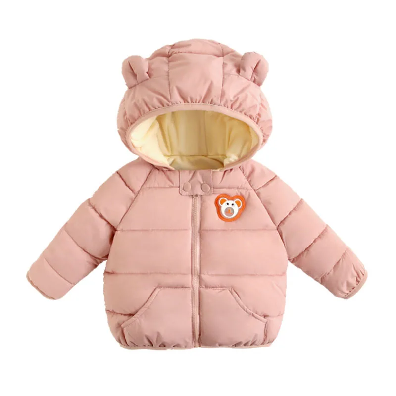 

Winter jackets add velvet warm hooded sweet cartoon bear lights 0-5 years old beibei thickening coat fashion children's clothing