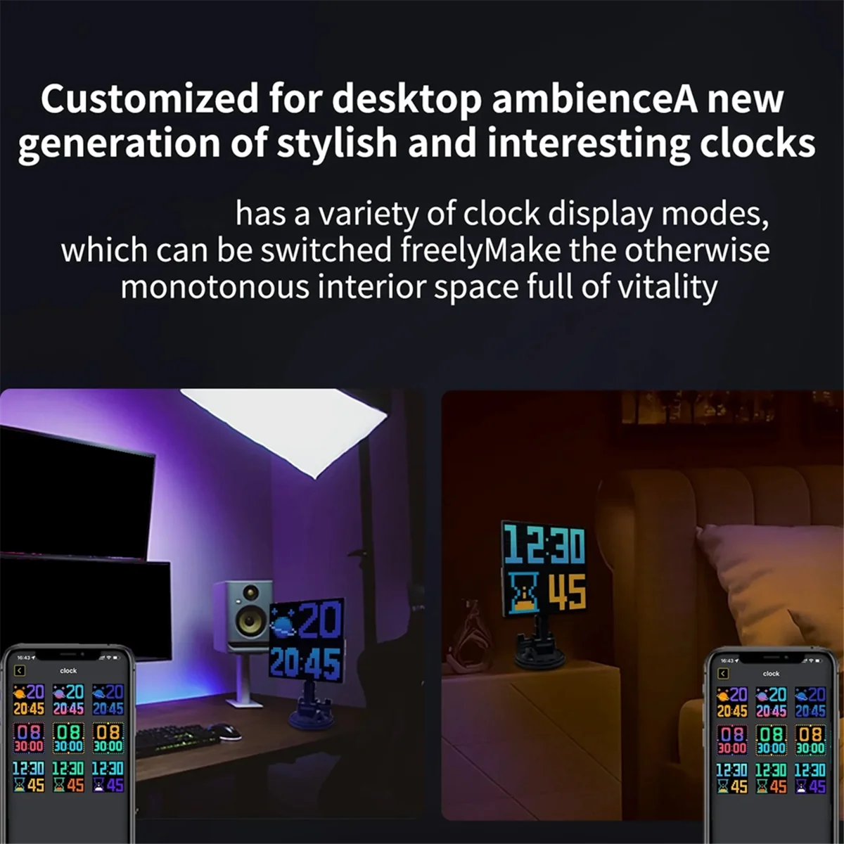 HFIL_DIY RGB Smart LED Pixel Panel Lamp 32x 32 USB Graffiti Bluetooth App Control for Home Room Decor Text Screen Car Display