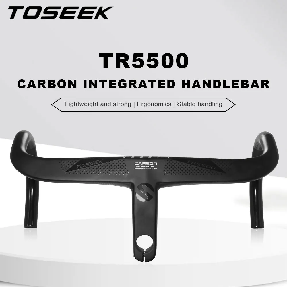 TOSEEK TR5500 Road Bike Full Carbon Fiber Stem Integrated Bicycle Handlebar Ultra Light 28.6mm Cycling Parts Accessories