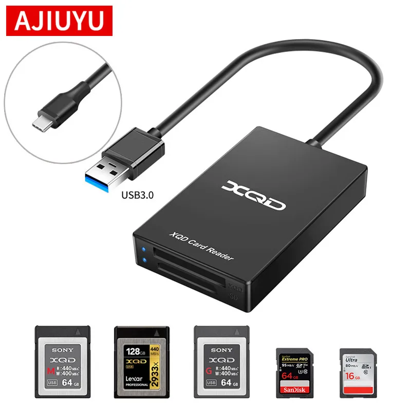 AJIUYU 다기능 C 타입-XQD 카드 리더, USB 3.0 카드 리더, M/G 메모리 카드, 최대 5Gbps 속도 지원