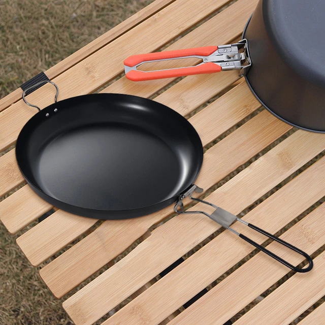 9Inch Cast Iron Pan Folding Non-Stick Frying Pan with Handle and Hang Hook  Portable Outdoor Camping Kitchen Steak Pan - AliExpress