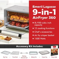 Everyday 360 Stainless Steel Air Fryer, 360° Quick Cook Technology, XL capacity, 9-in-1, 12 Pre-Set Cooking Functions including 2