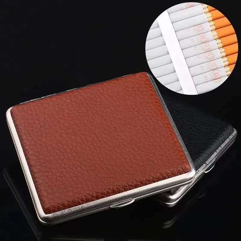 

1pcs Cigarette Case Stylish Leather Surface Metal Box for 20 Cigarettes Cigarette Box