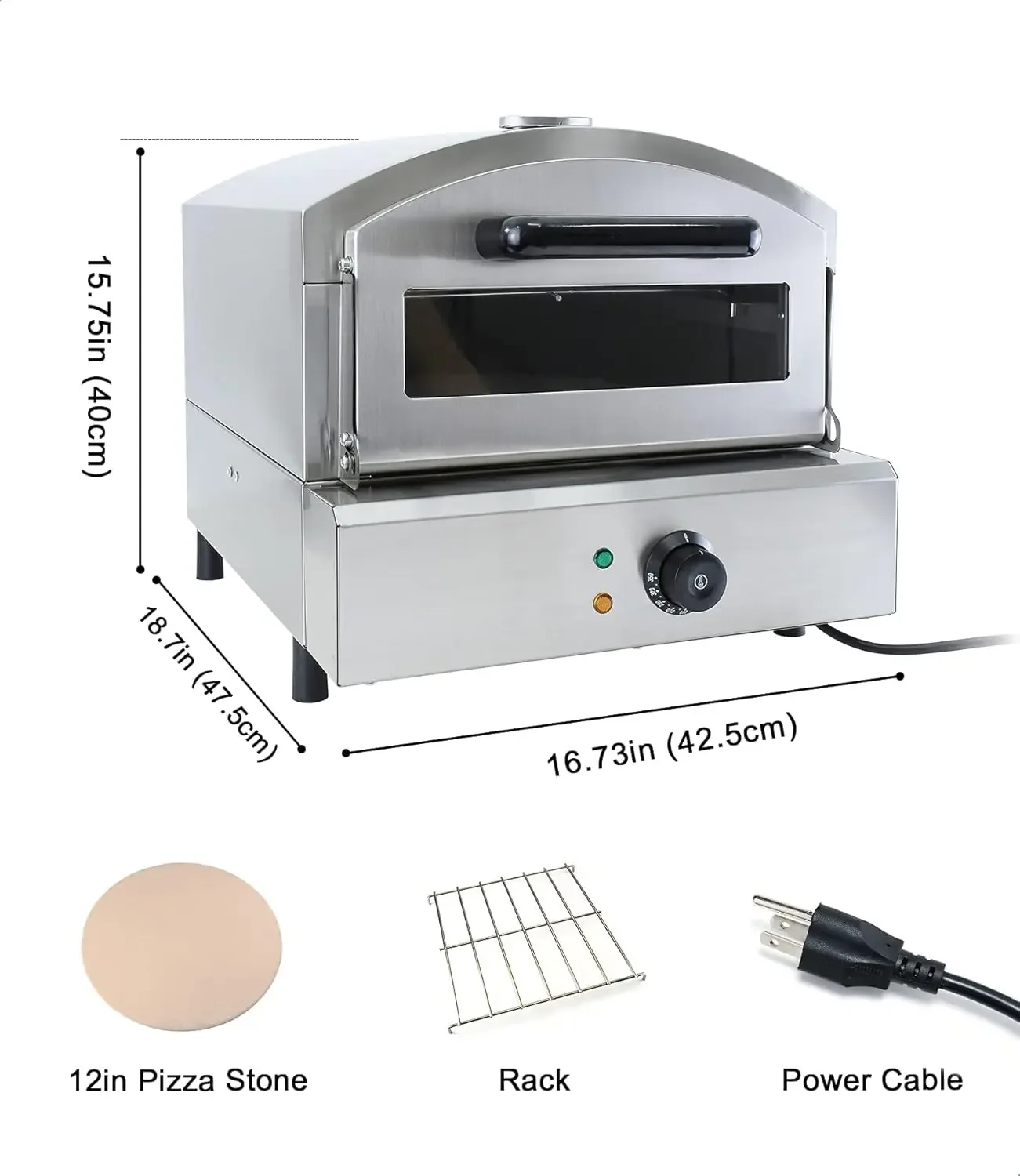 Countertop Stainless Steel Maker with 12 inch Round Pizza Stone Portable Solo Stove Pizza Ovens Suitab