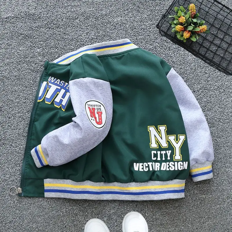 Letter Hooded Jackets Girls Boys Spring Autumn Sports Coats 2-12 Years Children Cartoon Outerwear Kids Casual Clothes