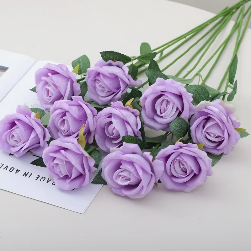 5 Stück künstliche Blumen, Blumenstrauß, roter Samt, künstliche Rosenblüten für Hochzeit, Zuhause, Tischdekoration, Weihnachten, Valentinstag, Geschenk – Detail 9